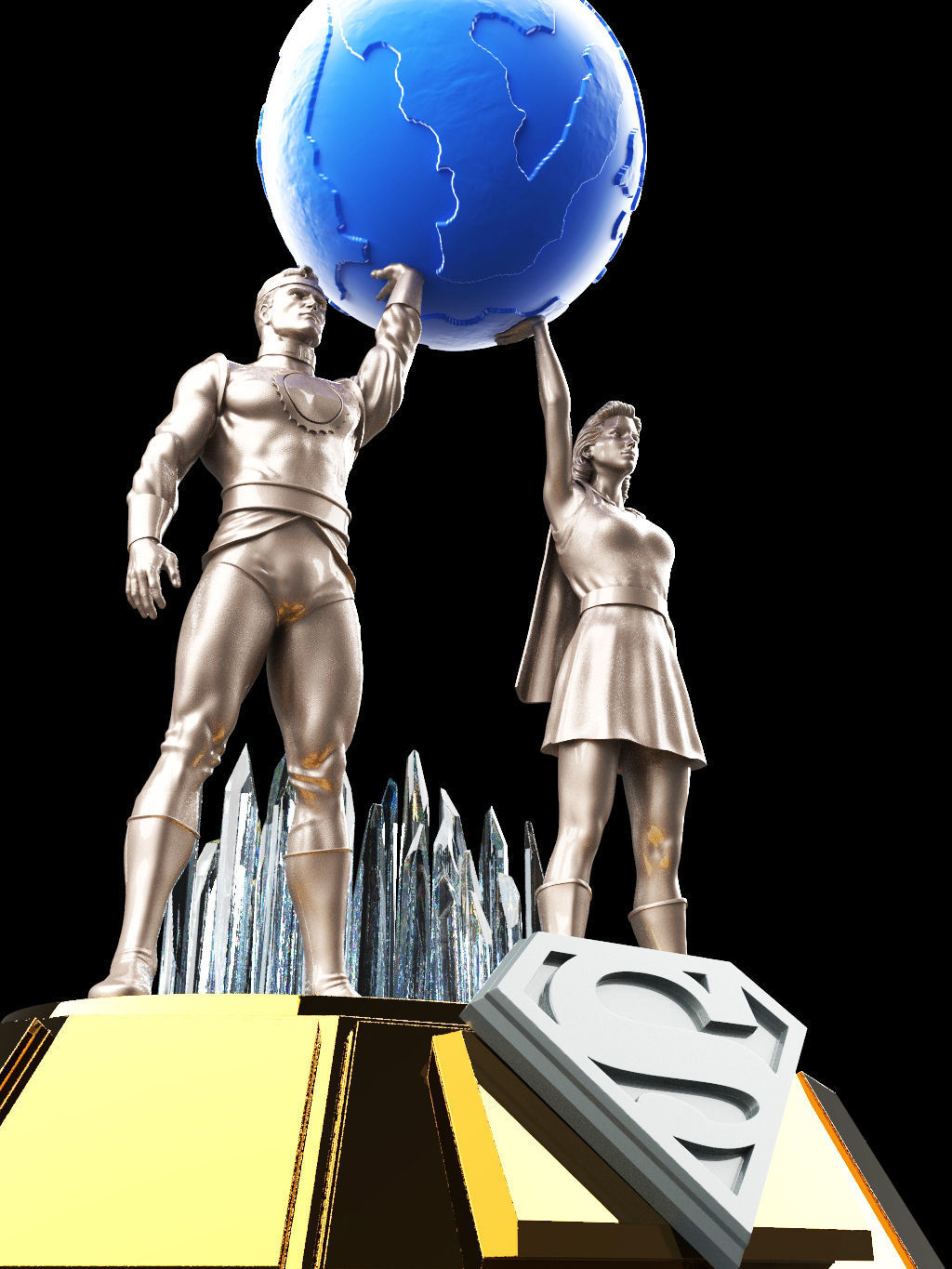 Jor el and Lara archway - Superman Fortress of Solitude statues 3D print model_2