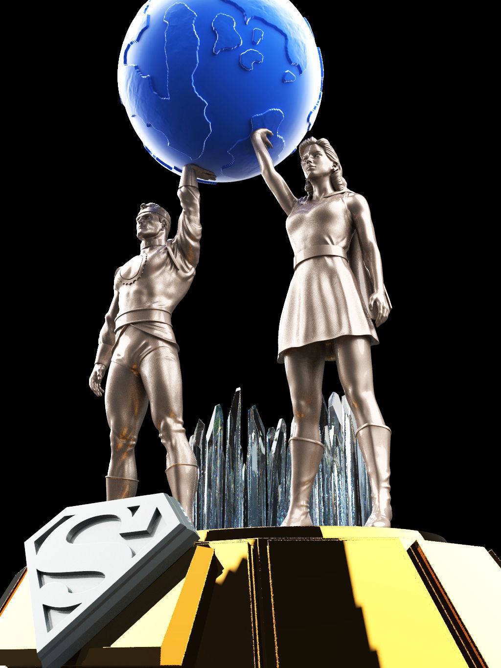 Jor el and Lara archway - Superman Fortress of Solitude statues 3D print model_1