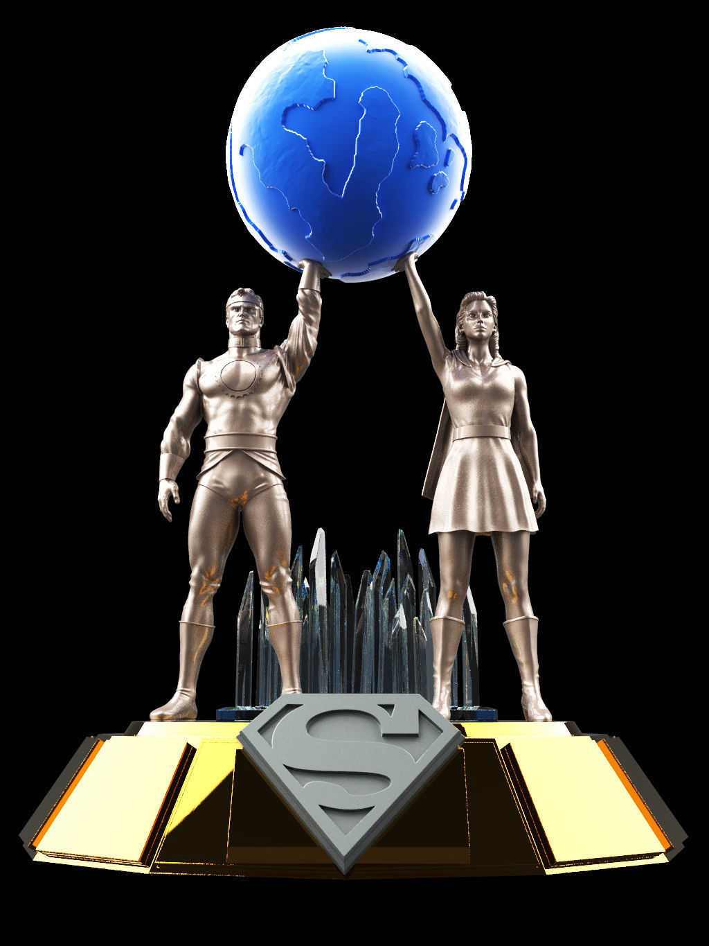 Jor el and Lara archway - Superman Fortress of Solitude statues 3D print model_3