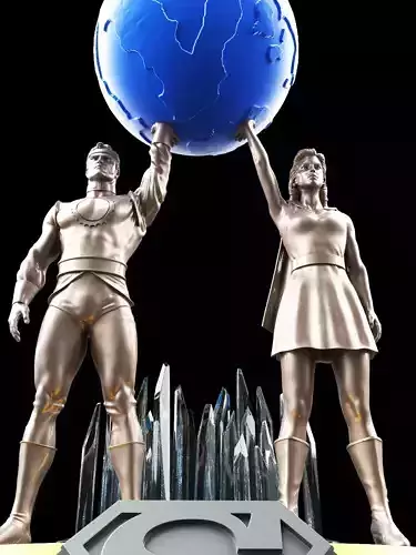 Jor el and Lara archway - Superman Fortress of Solitude statues
