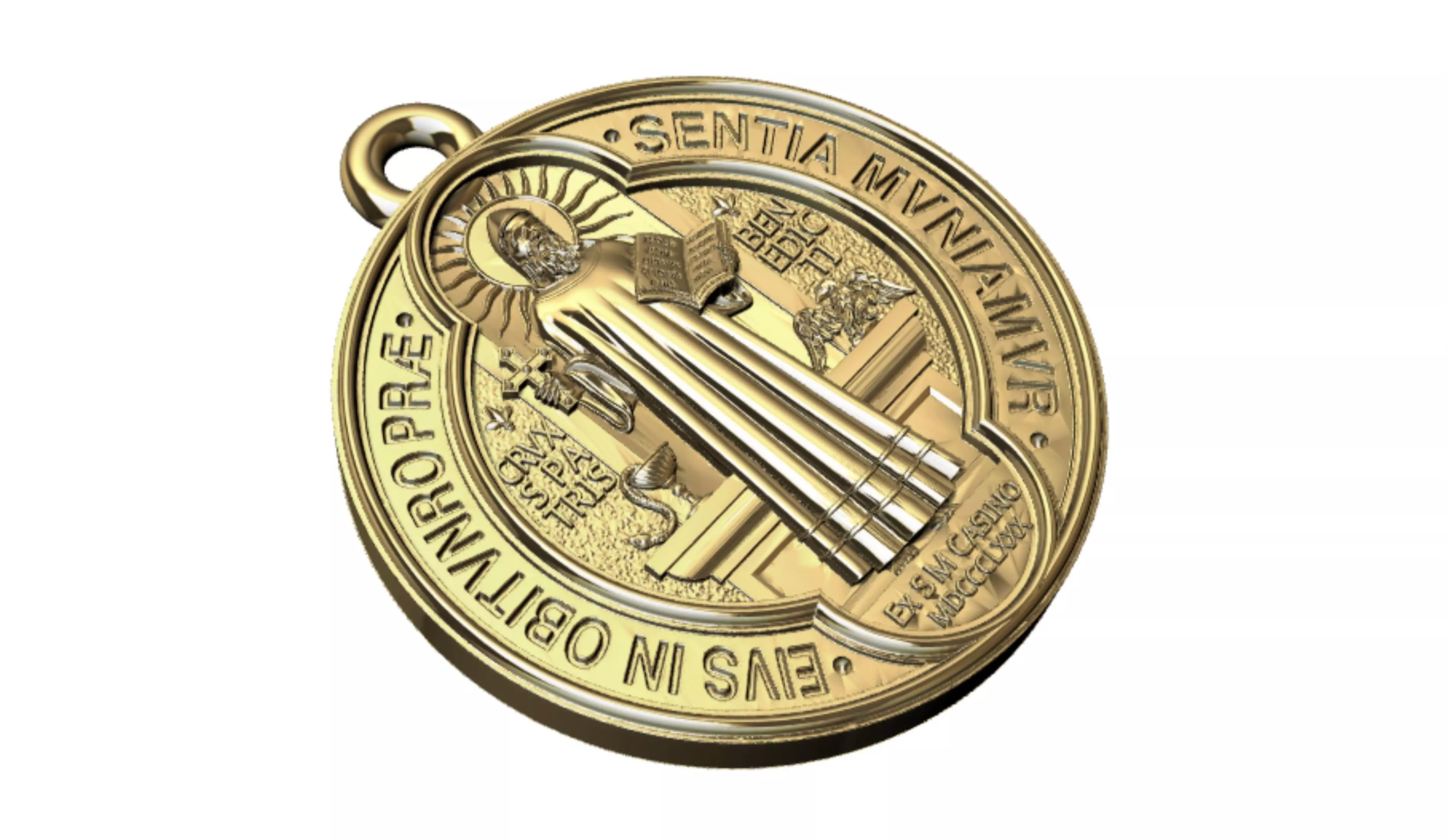 Saint Benedict medal Gold 3D print model