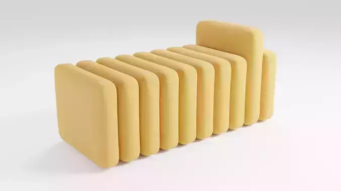 Sofa in yellow tones in a light and luxurious style 3D model