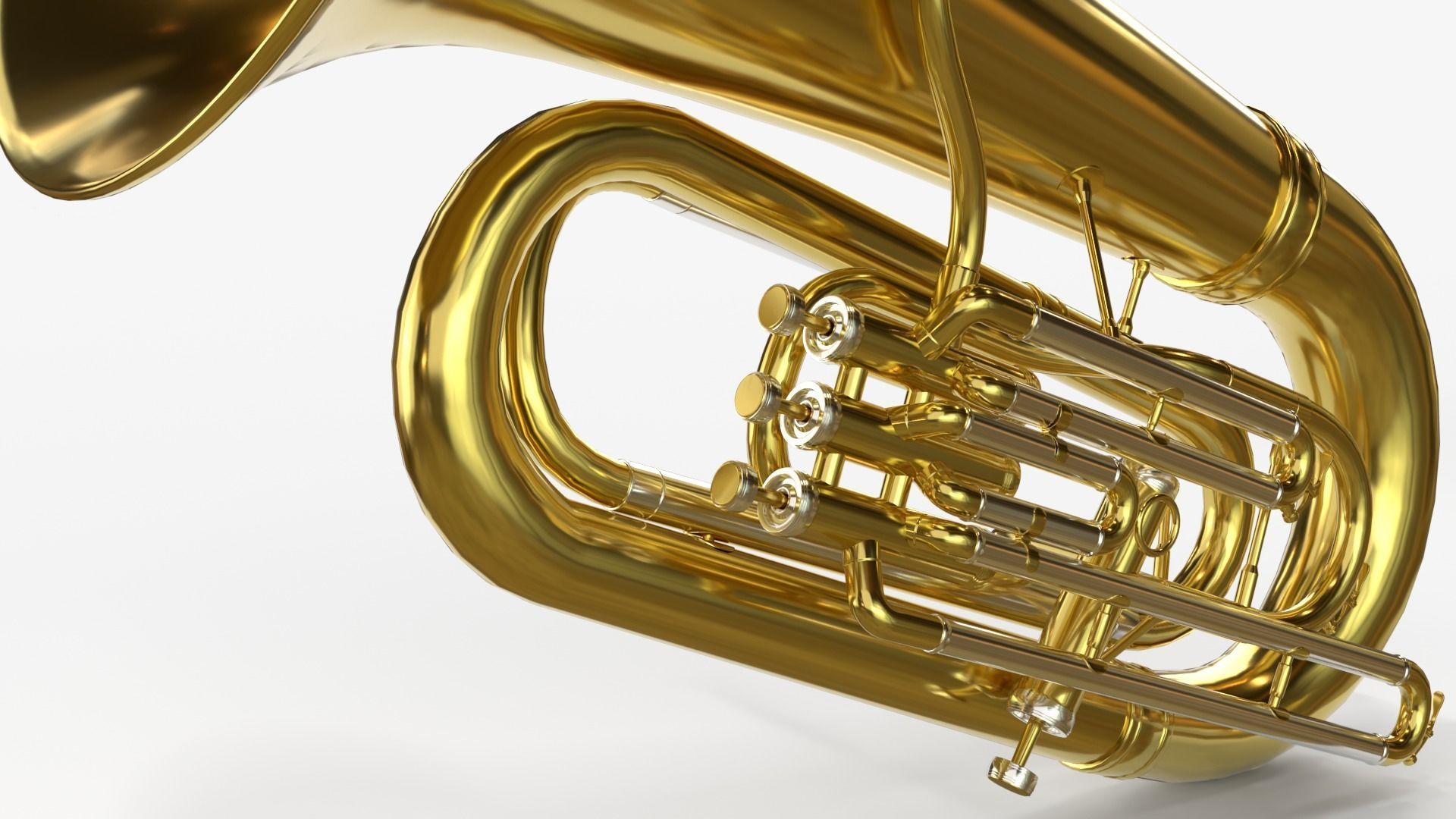 Tuba Three Materials Brass Copper and Silver 3D model_9