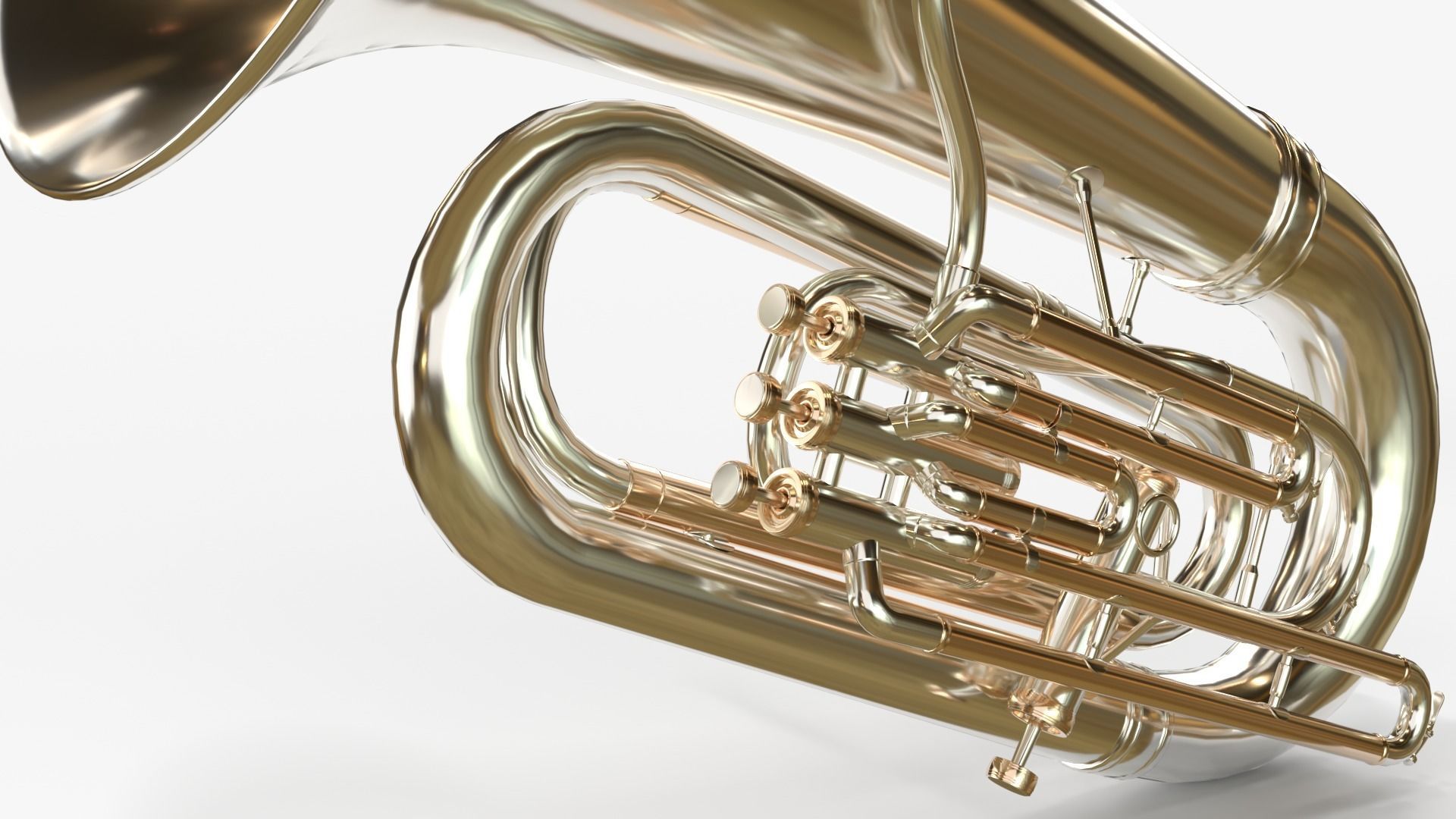 Tuba Three Materials Brass Copper and Silver 3D model_10