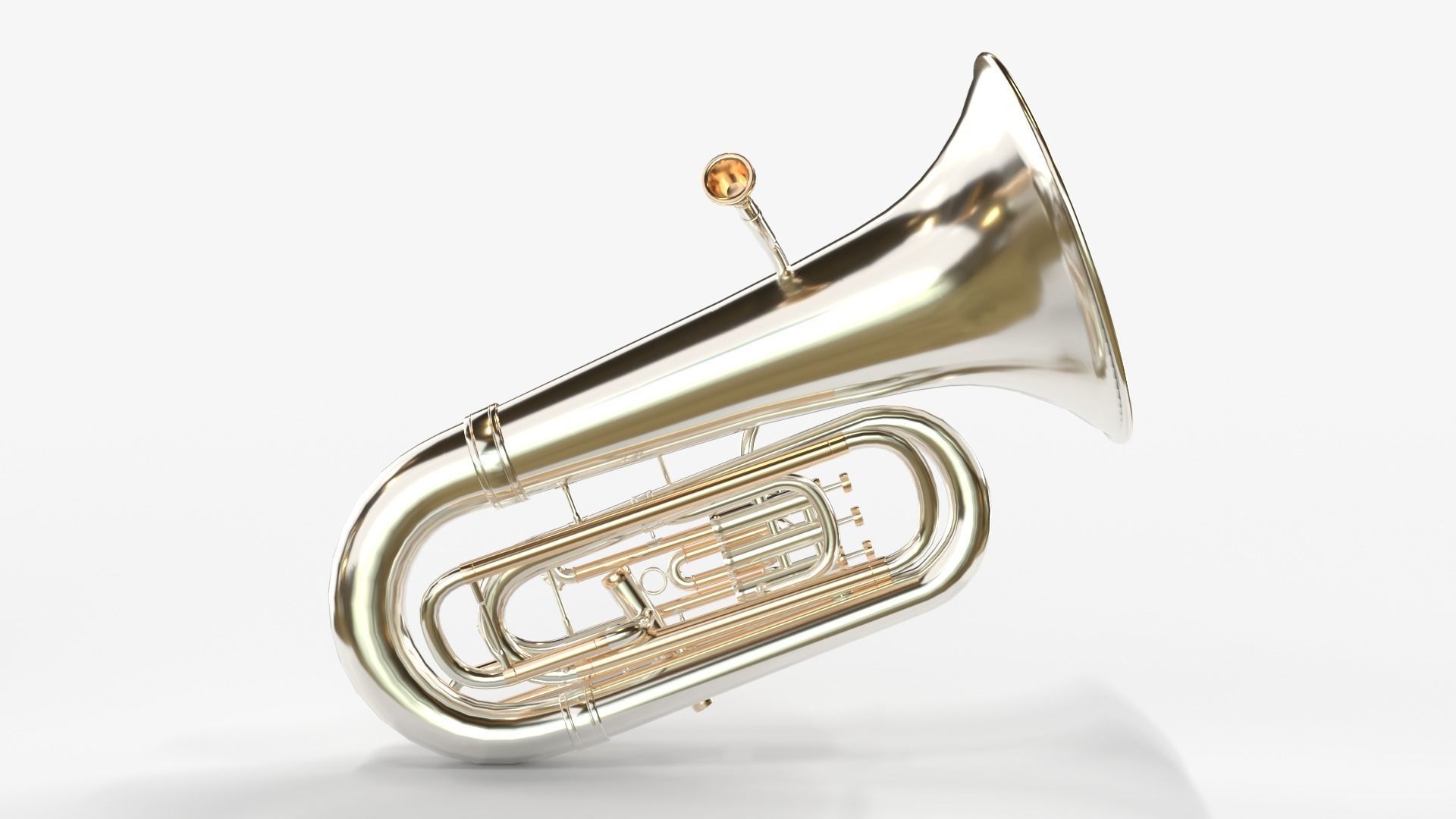 Tuba Three Materials Brass Copper and Silver 3D model_3