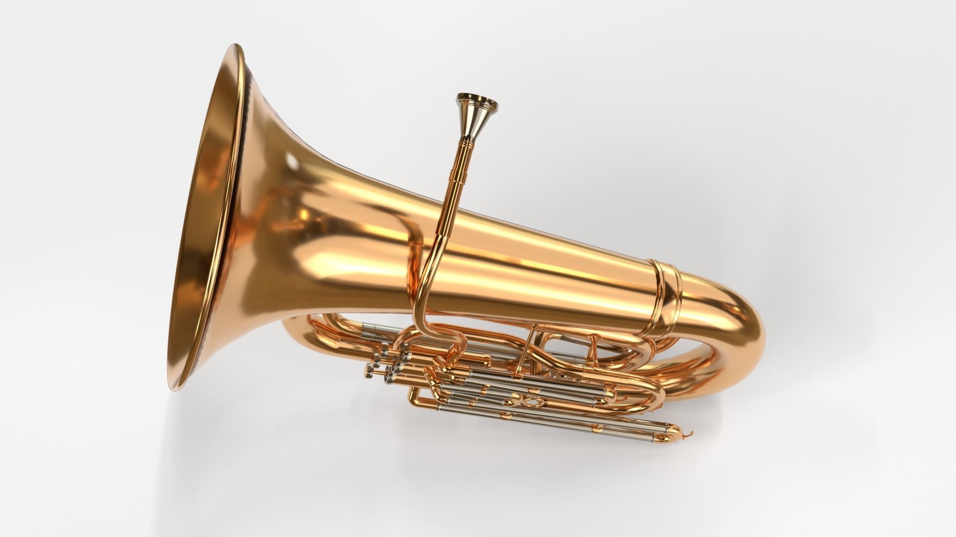 Tuba Three Materials Brass Copper and Silver 3D model_7