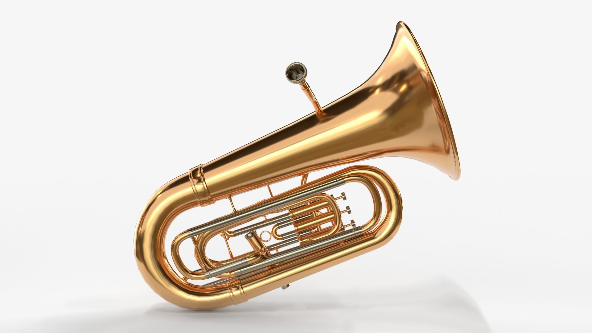 Tuba Three Materials Brass Copper and Silver 3D model_4