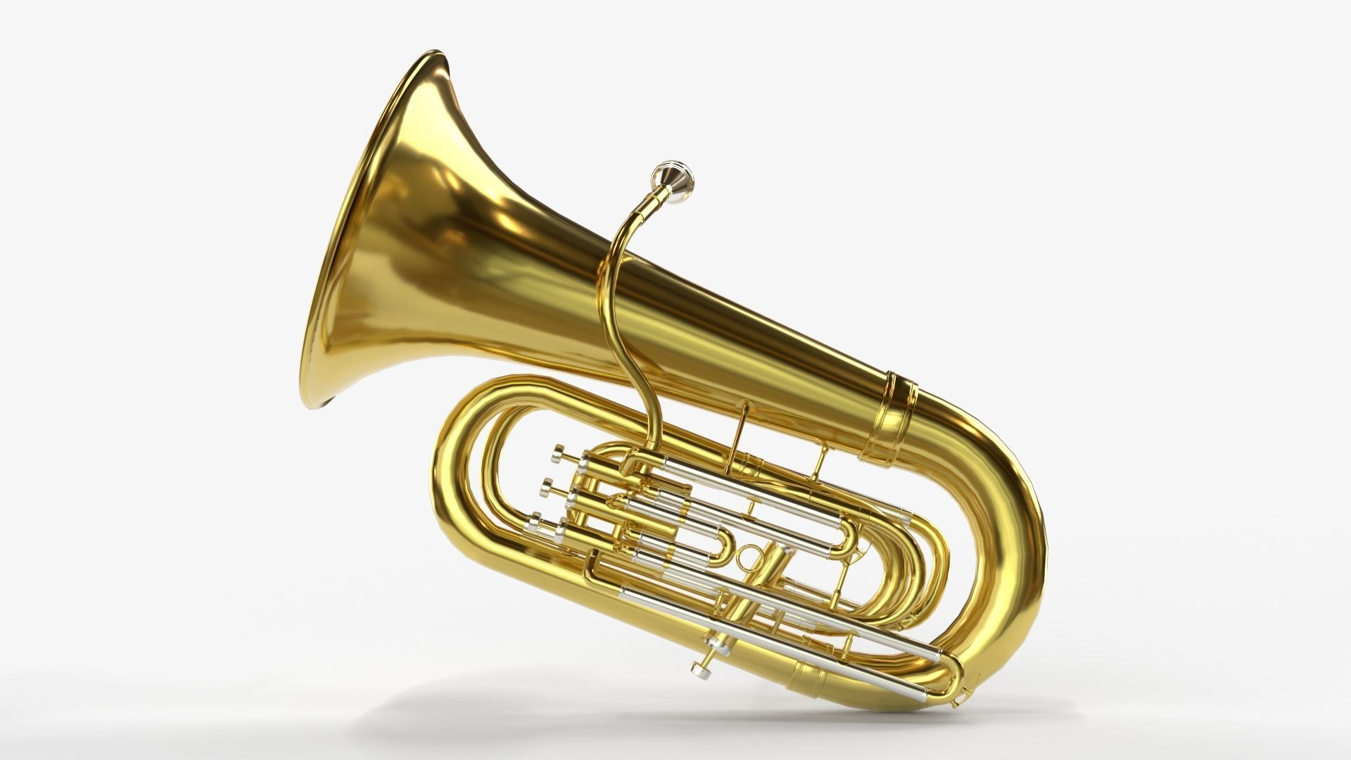 Tuba Three Materials Brass Copper and Silver 3D model_5