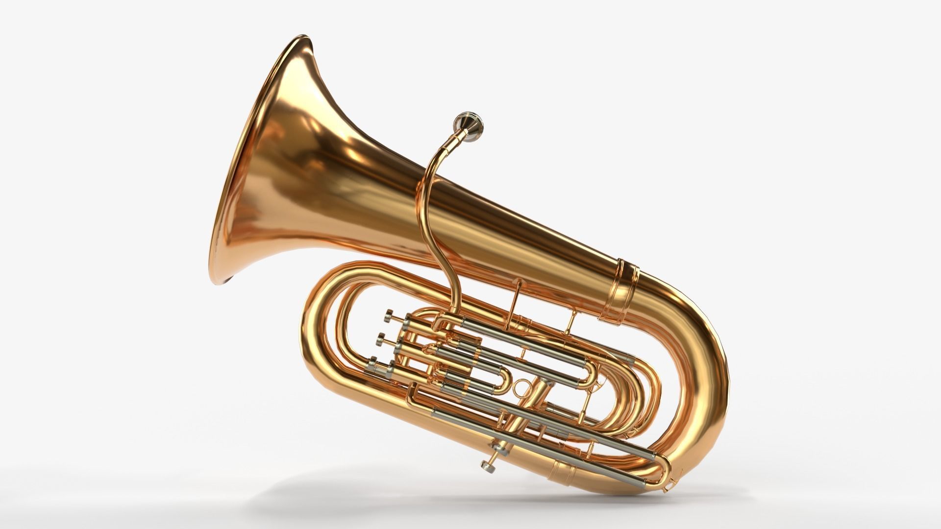 Tuba Three Materials Brass Copper and Silver 3D model_8
