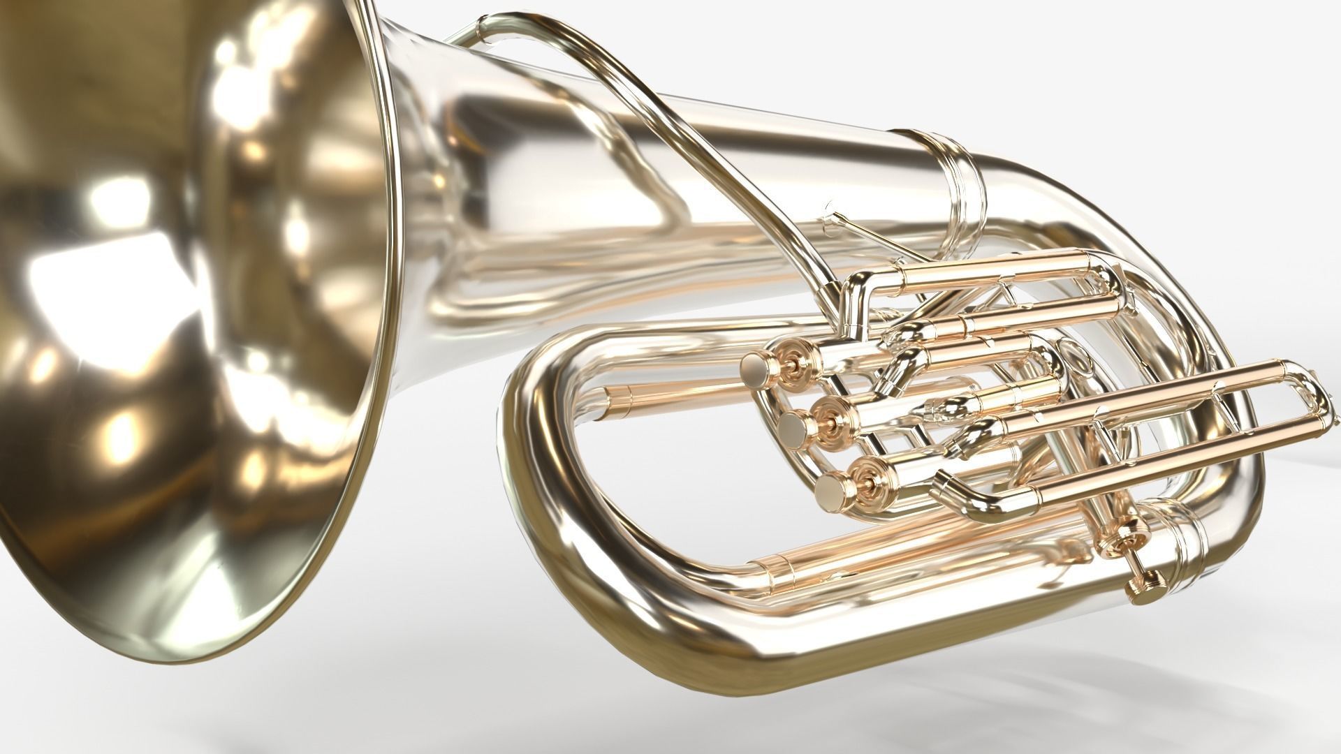 Tuba Three Materials Brass Copper and Silver 3D model_16
