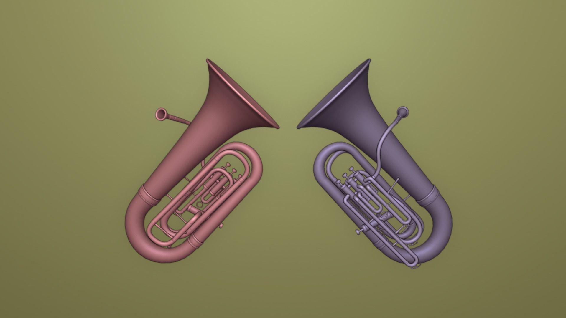 Tuba Three Materials Brass Copper and Silver 3D model_22