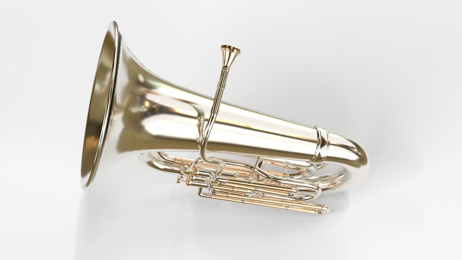 Tuba Three Materials Brass Copper and Silver 3D model_19