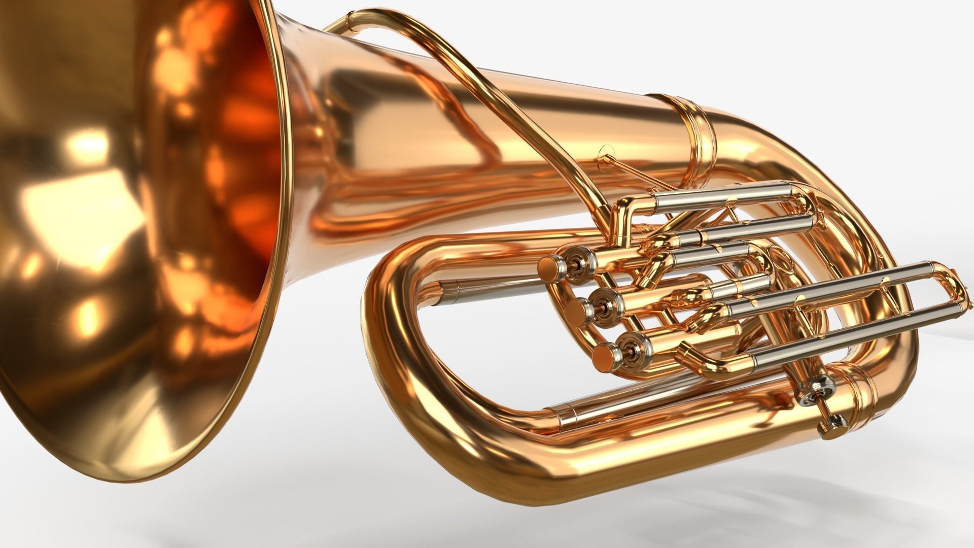 Tuba Three Materials Brass Copper and Silver 3D model_18