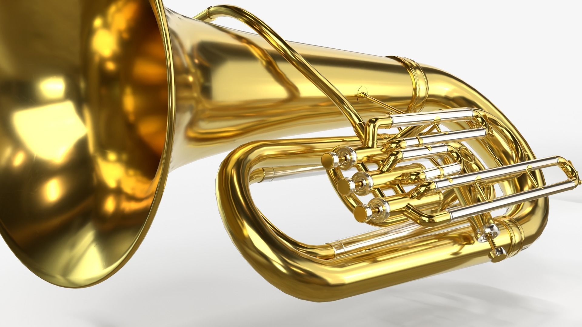 Tuba Three Materials Brass Copper and Silver 3D model_20