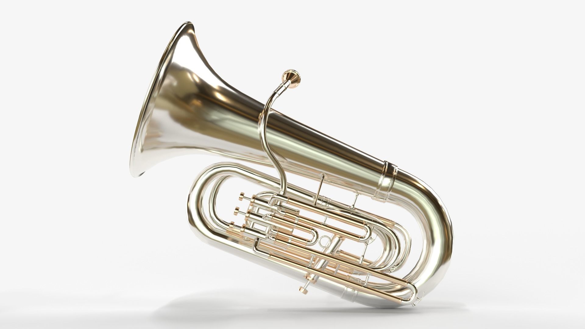 Tuba Three Materials Brass Copper and Silver 3D model_6