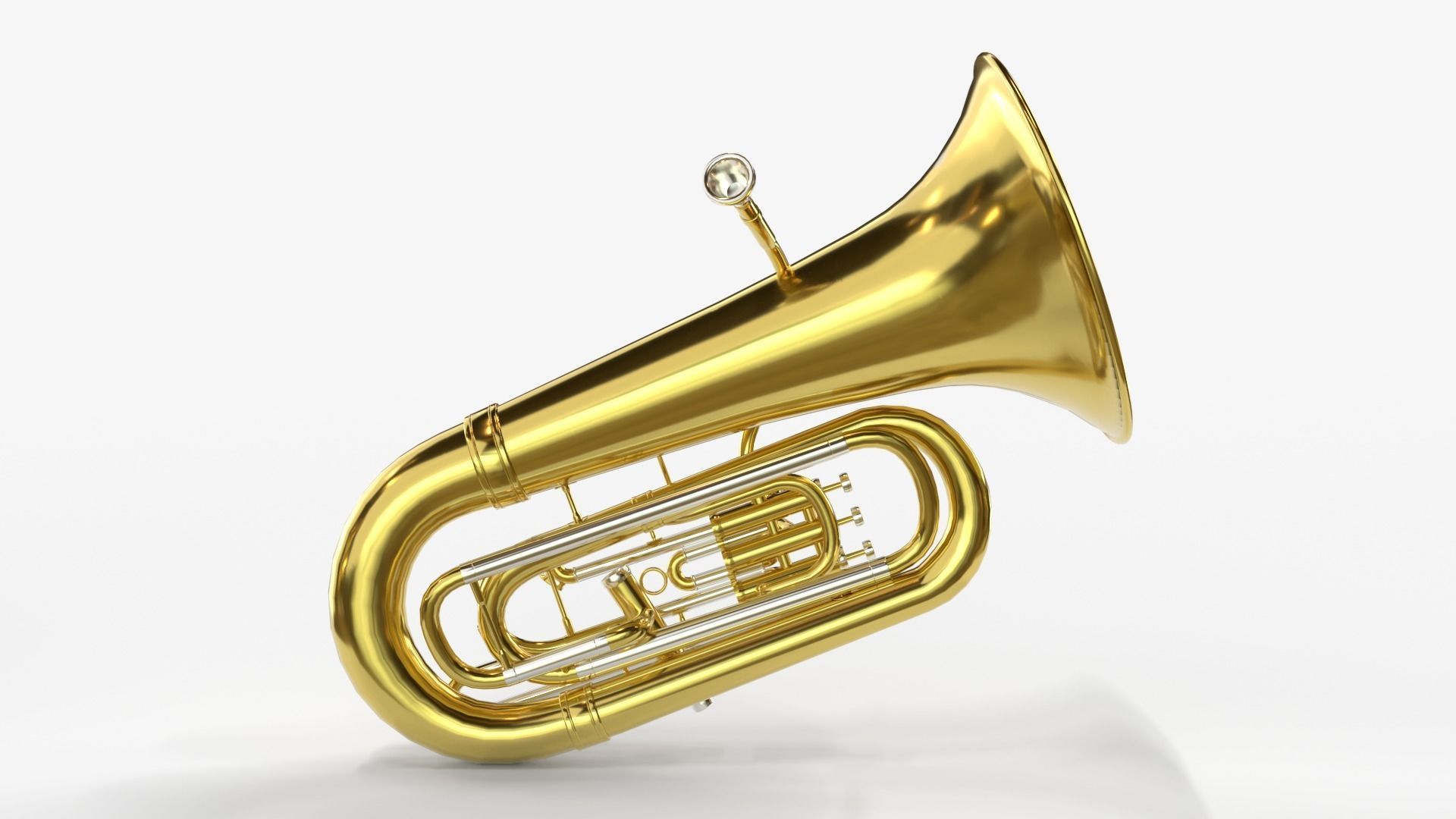 Tuba Three Materials Brass Copper and Silver 3D model_2