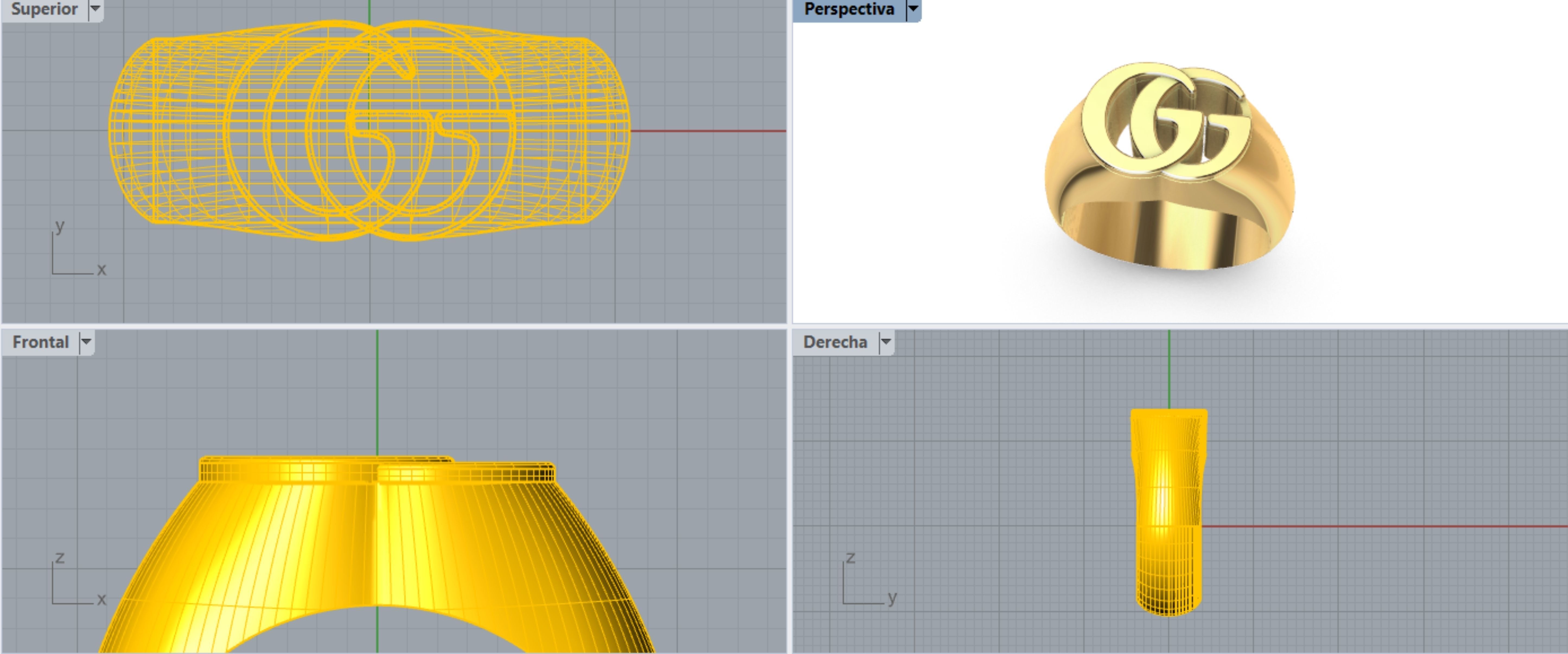 Ring GUCCI  3D print model_2