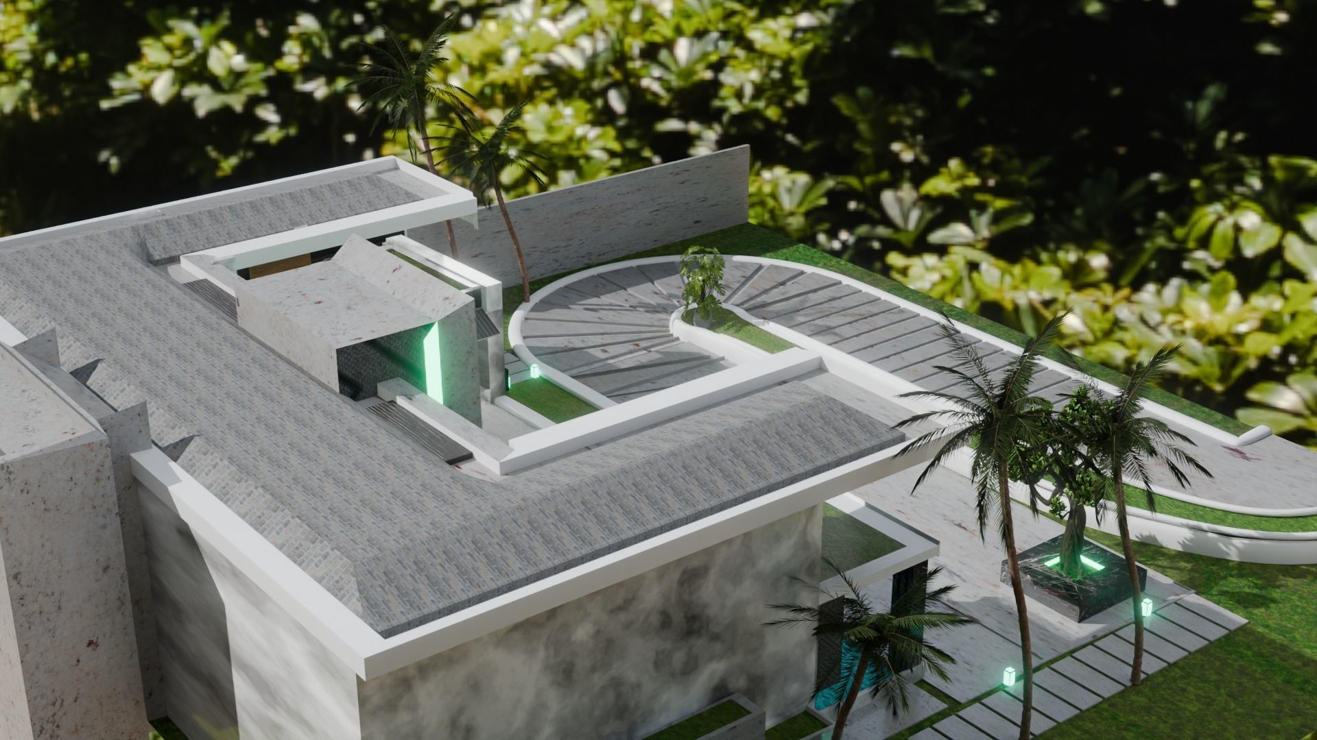 modern villa exterior design Low-poly 3D model_5