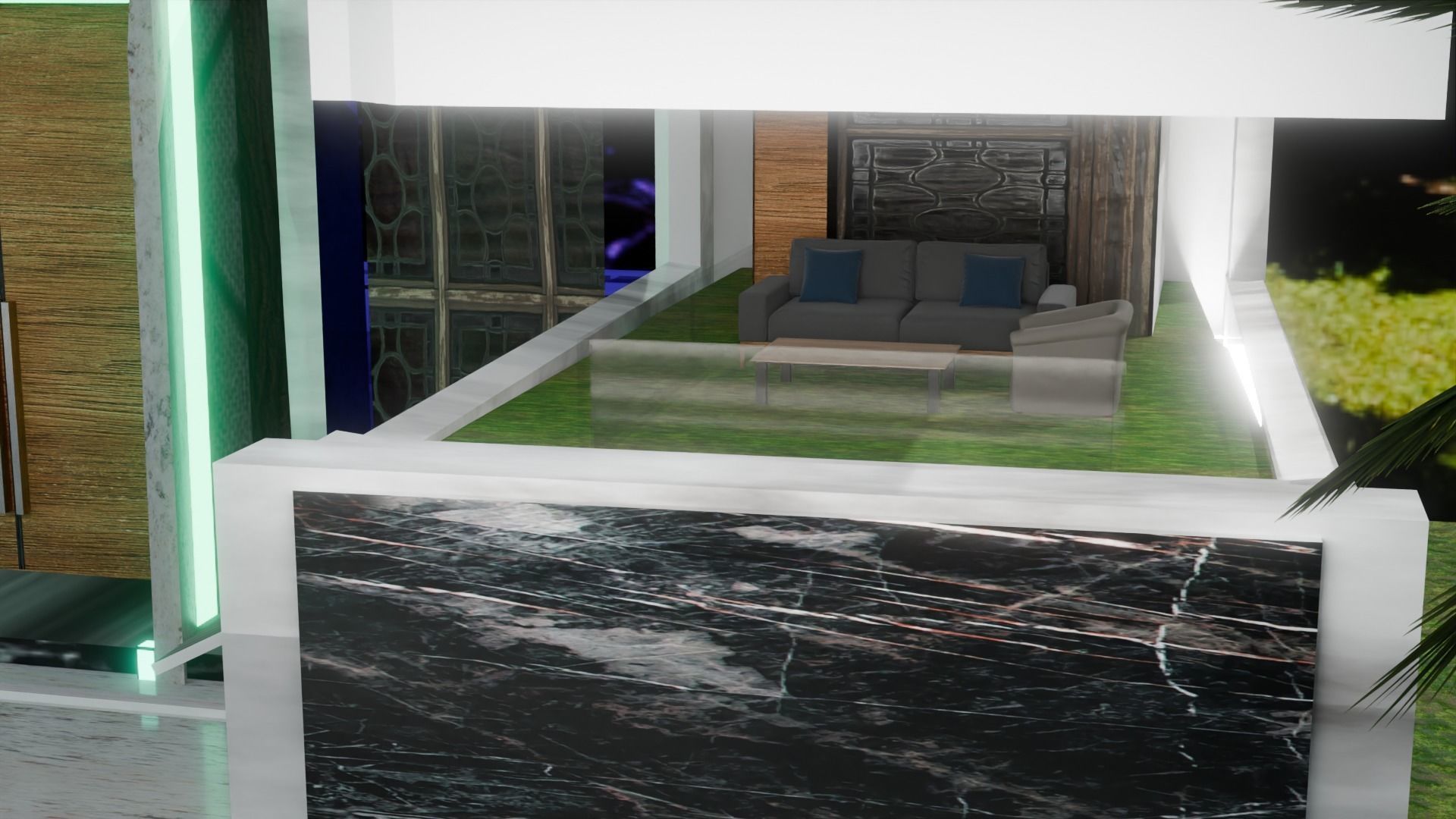 modern villa exterior design Low-poly 3D model_2