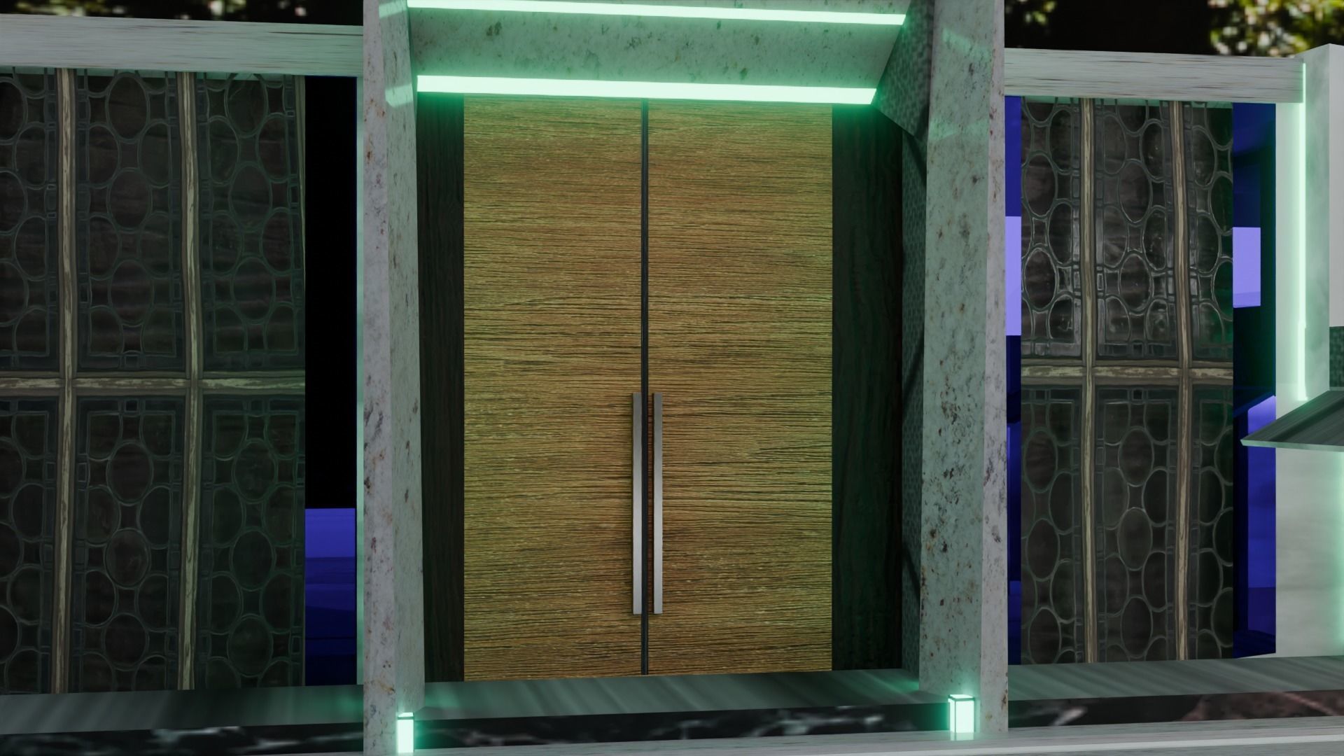 modern villa exterior design Low-poly 3D model_8