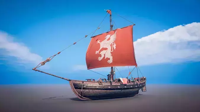 Ship Sloop AgeOfDiscoveryShipsCollection Low-poly 3D model