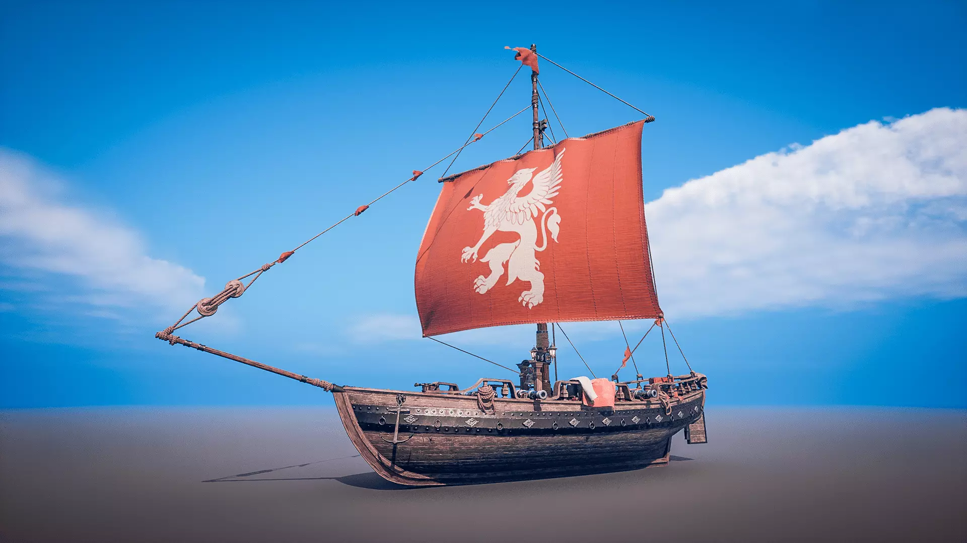 Ship Sloop AgeOfDiscoveryShipsCollection Low-poly 3D model_0