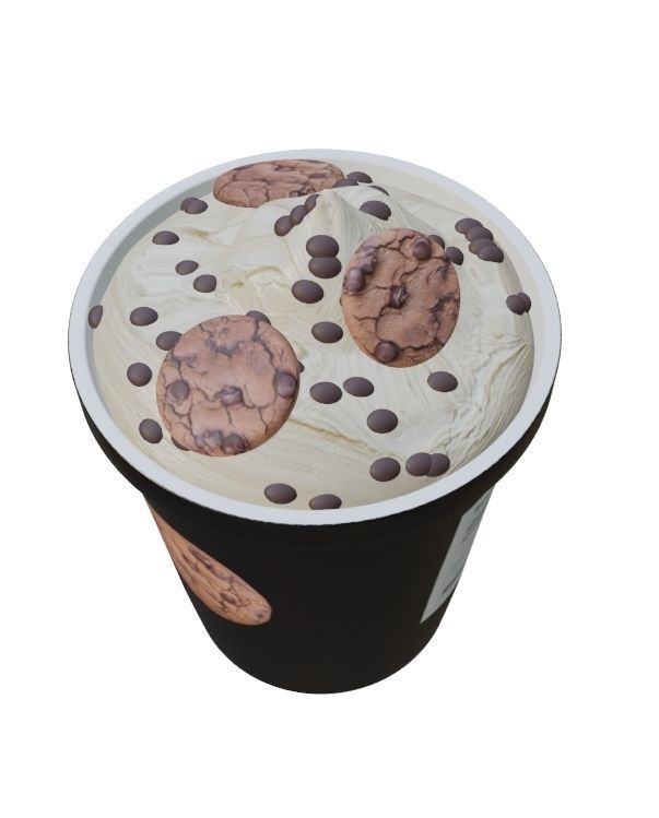 Cookies and Cream Ice Cream Tub Low-poly 3D model_2
