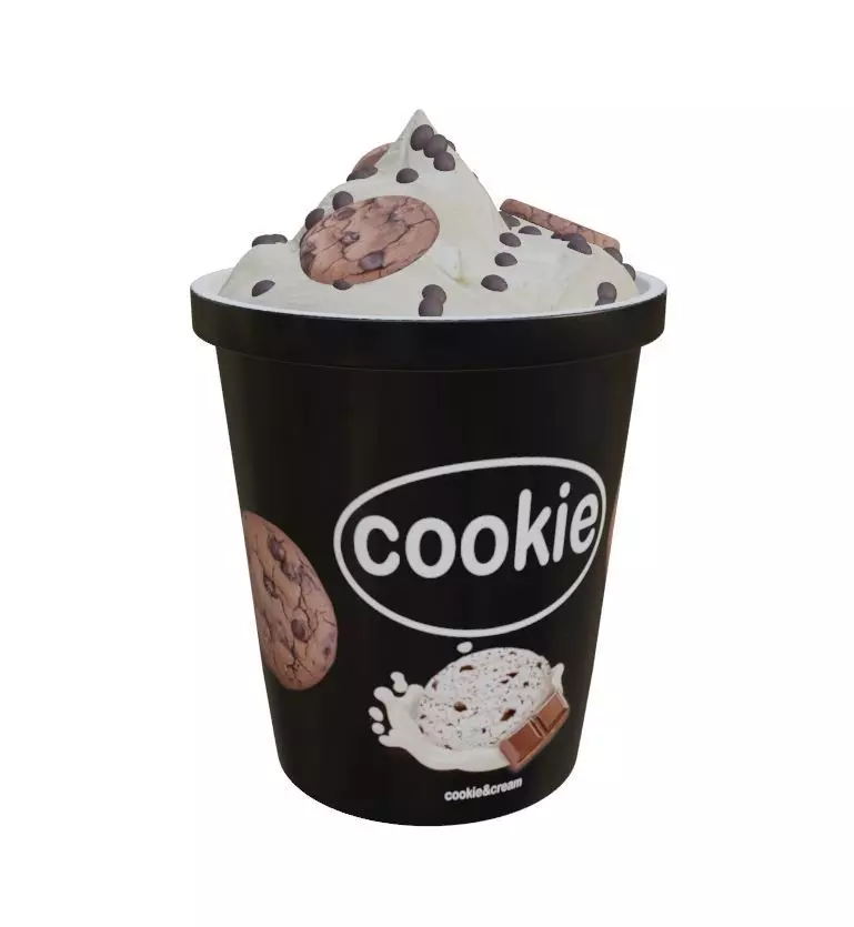 Cookies and Cream Ice Cream Tub Low-poly 3D model_0