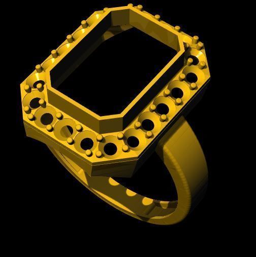 ladies stone ring 3dm file 3D print model_4
