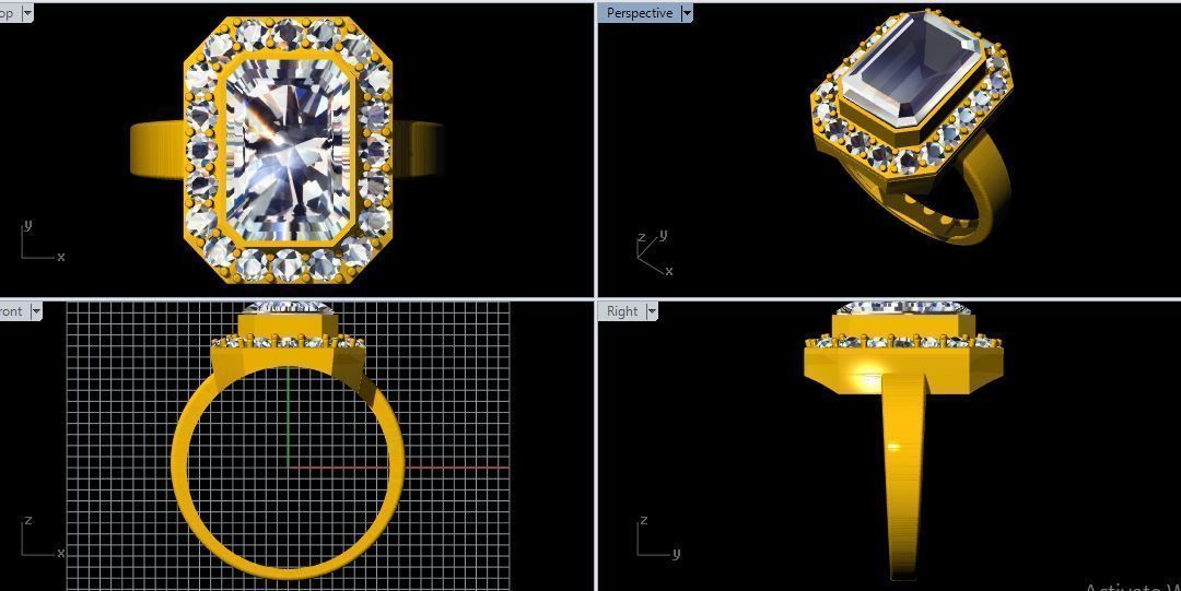 ladies stone ring 3dm file 3D print model_1