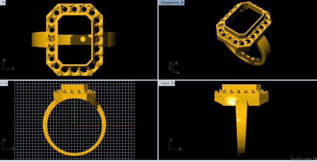 ladies stone ring 3dm file 3D print model_2