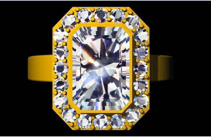 ladies stone ring 3dm file 3D print model_3