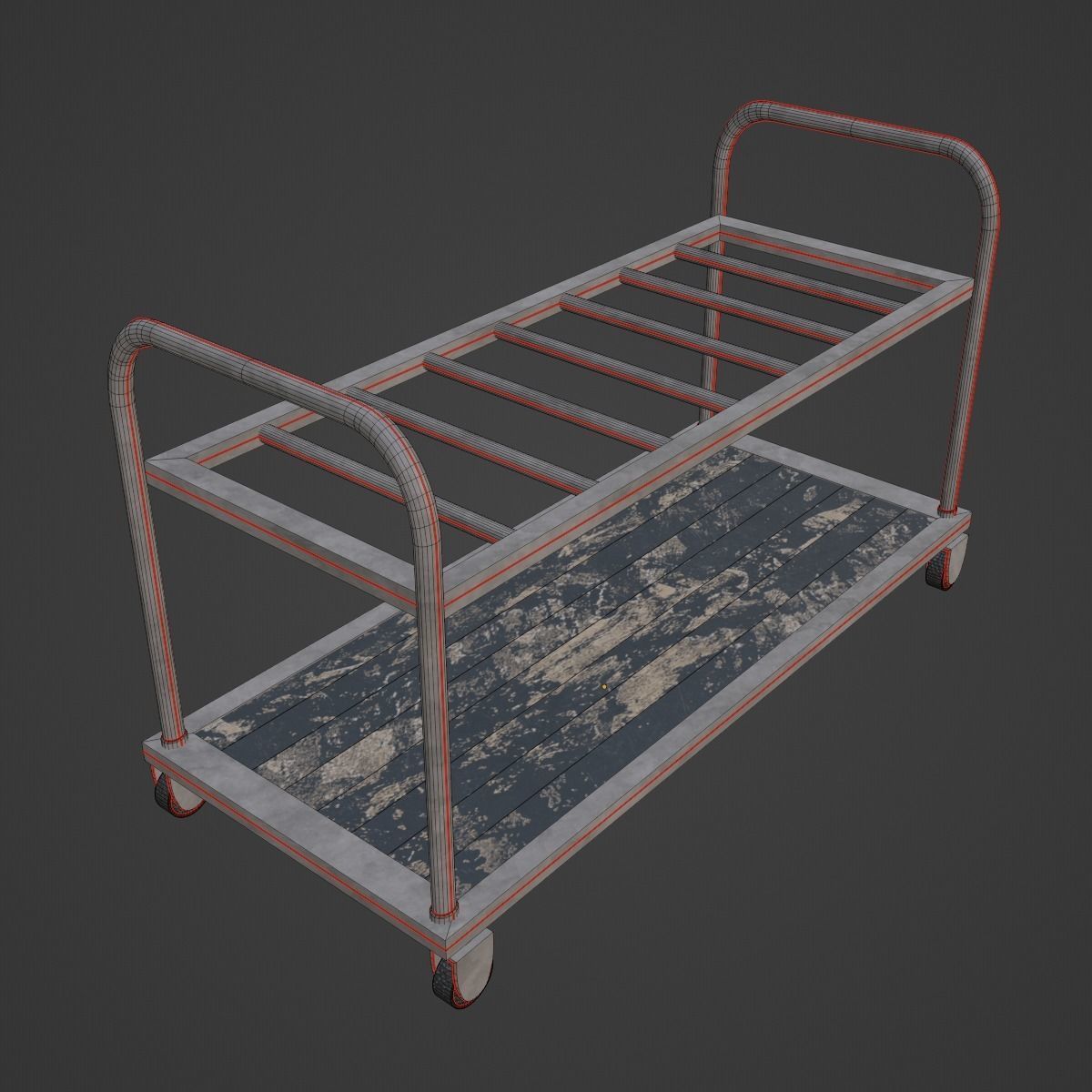 Steel Cart 02 Low-poly 3D model_9
