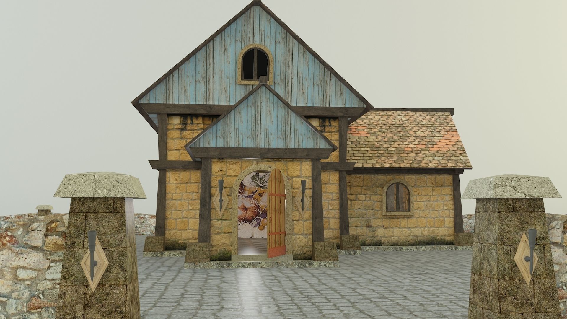 Medieval house 3D model_1