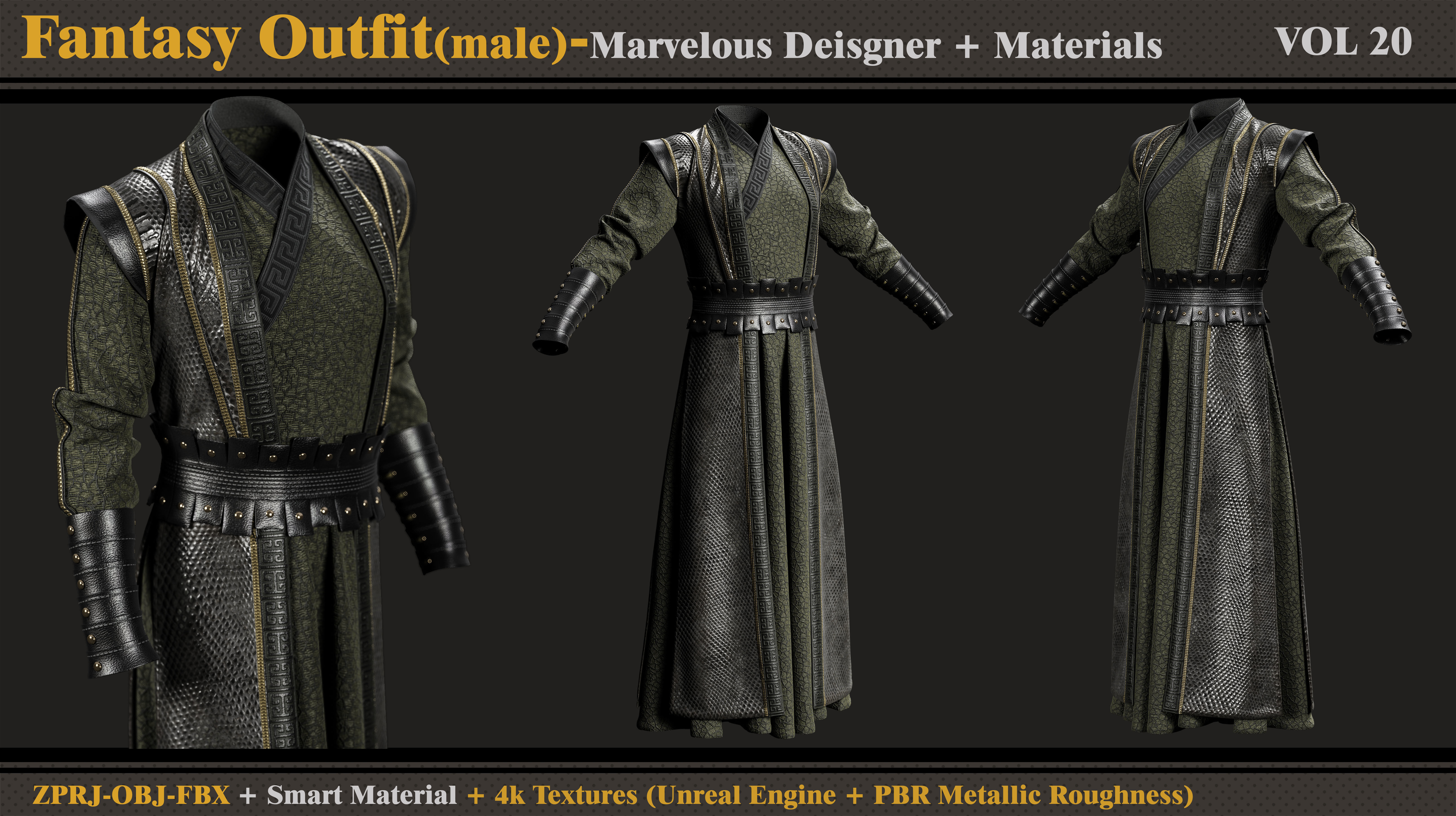 Fantasy Outfit-MD-Clo3d-Smart Material-Textures-OBJ-FBX 3D model_2