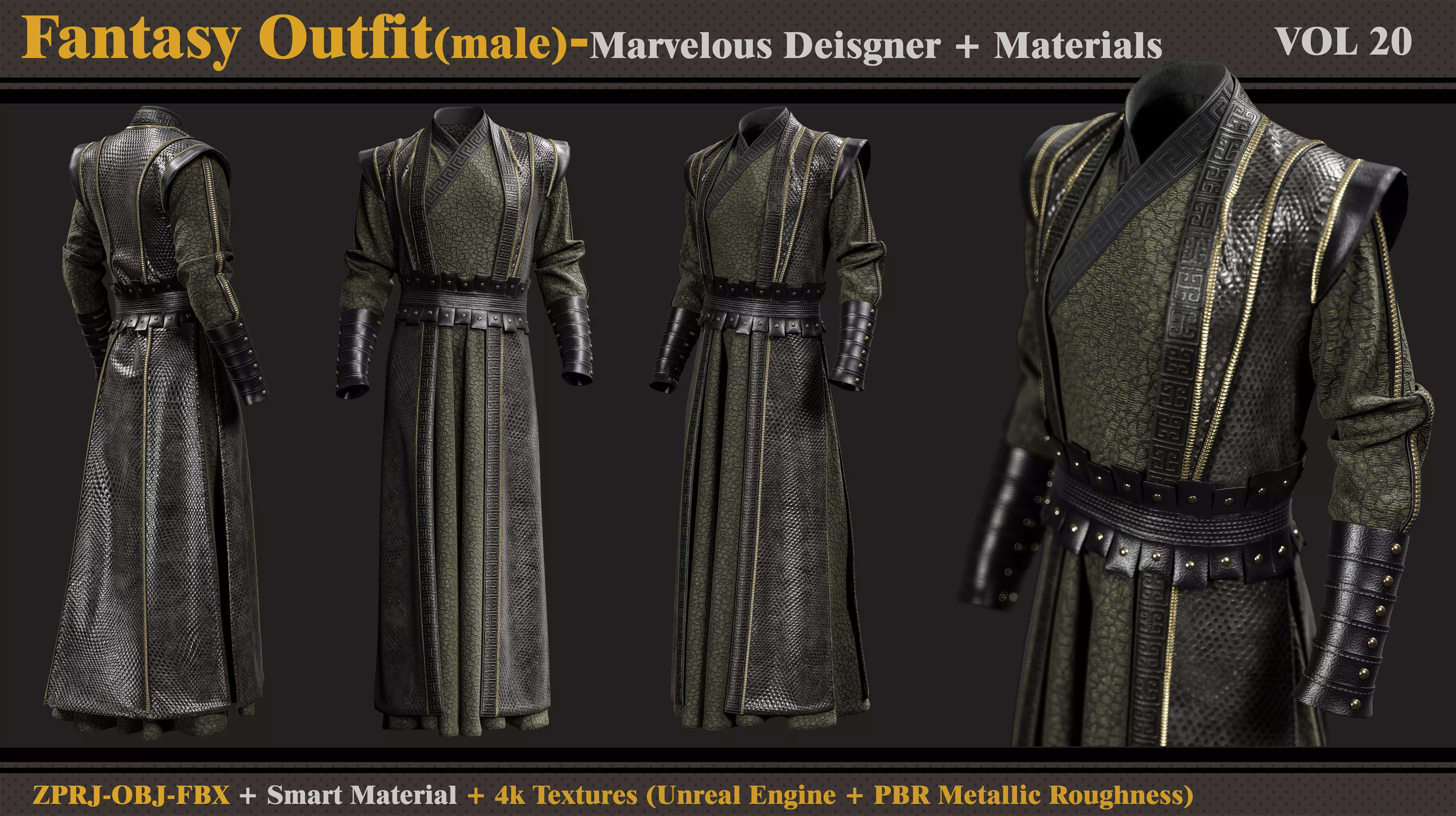 Fantasy Outfit-MD-Clo3d-Smart Material-Textures-OBJ-FBX 3D model_0