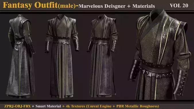 Fantasy Outfit-MD-Clo3d-Smart Material-Textures-OBJ-FBX