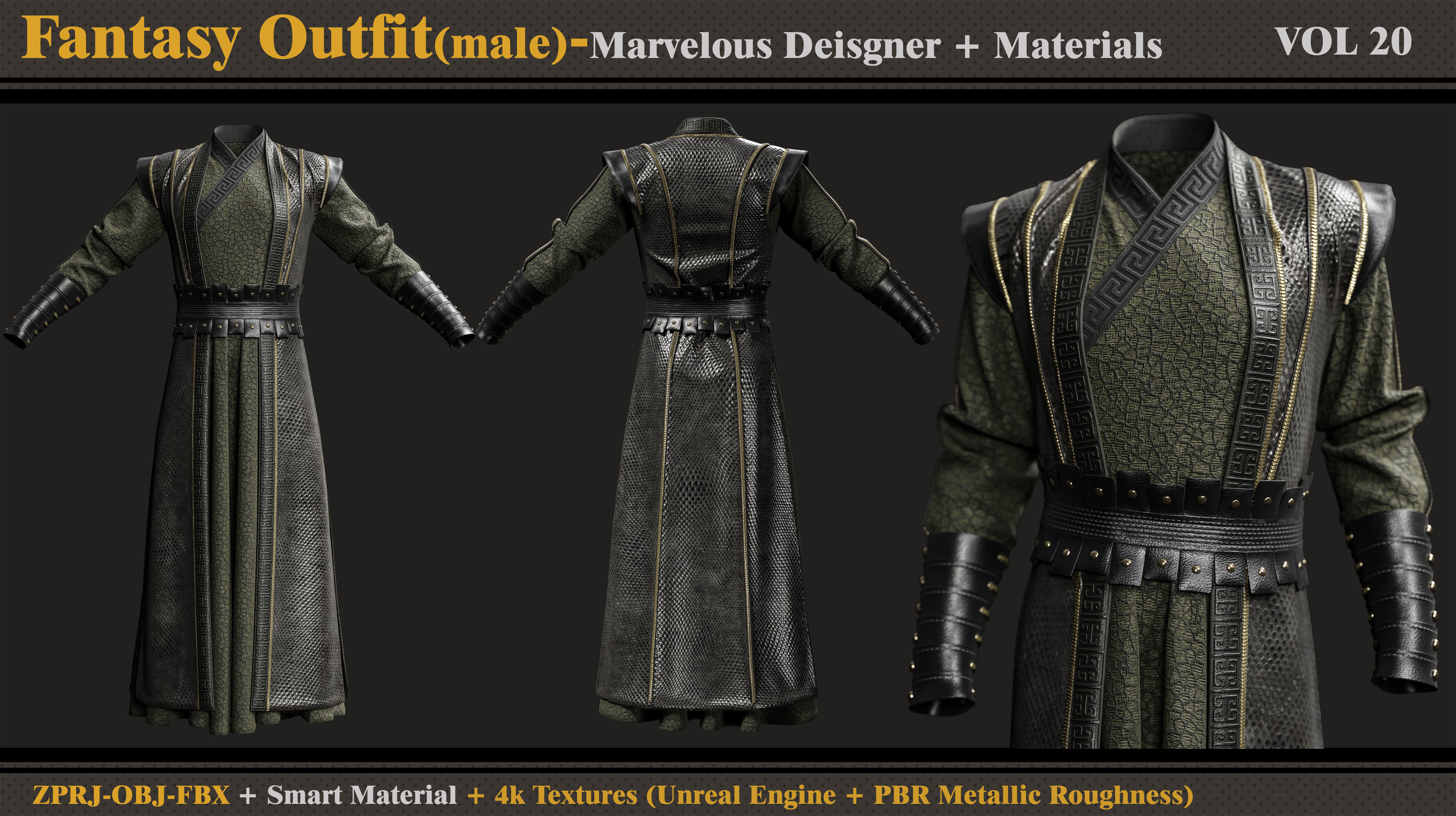 Fantasy Outfit-MD-Clo3d-Smart Material-Textures-OBJ-FBX 3D model_1