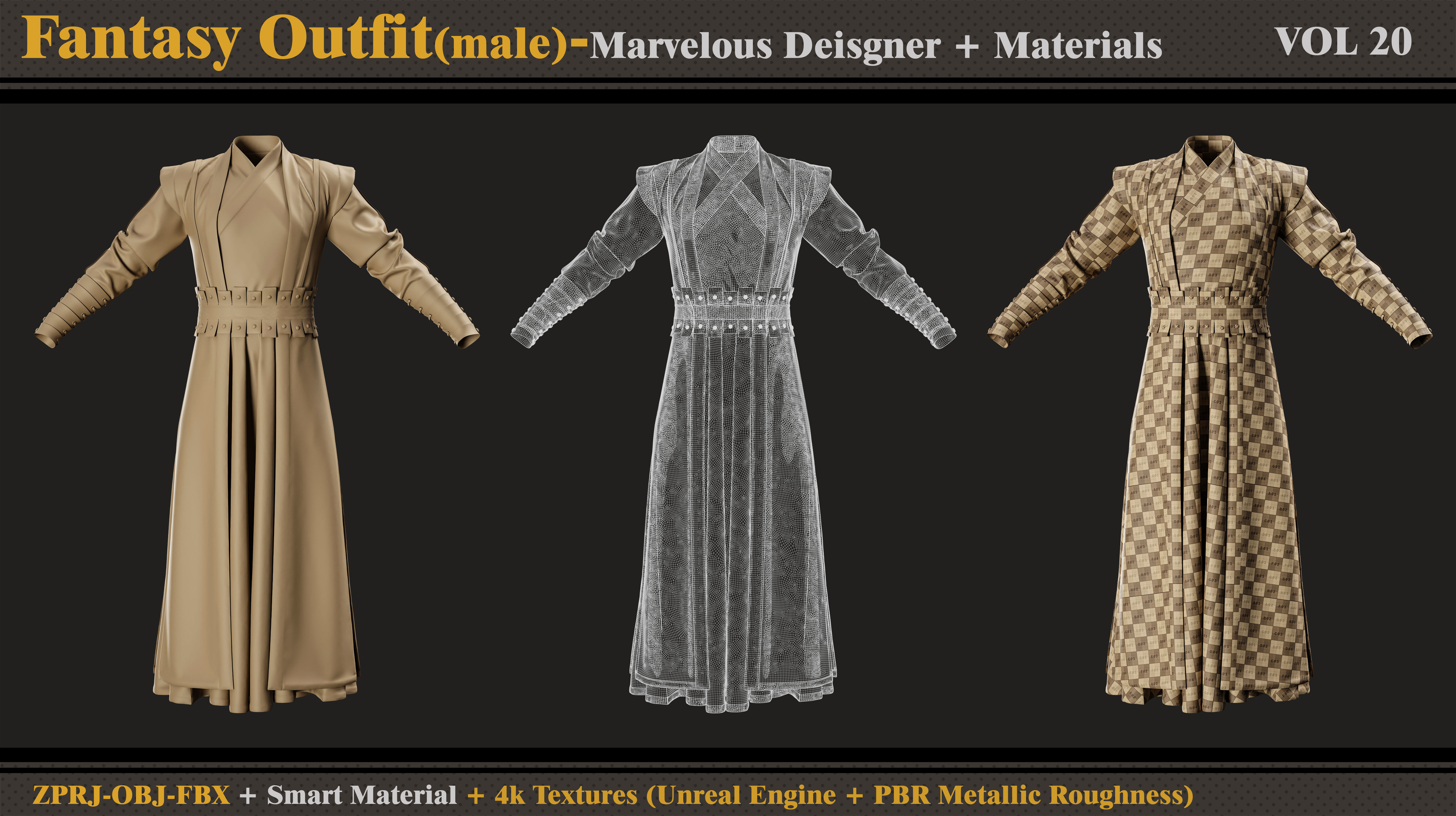Fantasy Outfit-MD-Clo3d-Smart Material-Textures-OBJ-FBX 3D model_3