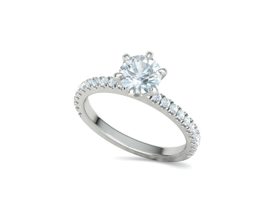 Solitaire Engagement 2 Rings  1ct main stone setting 3D Model Collection_52