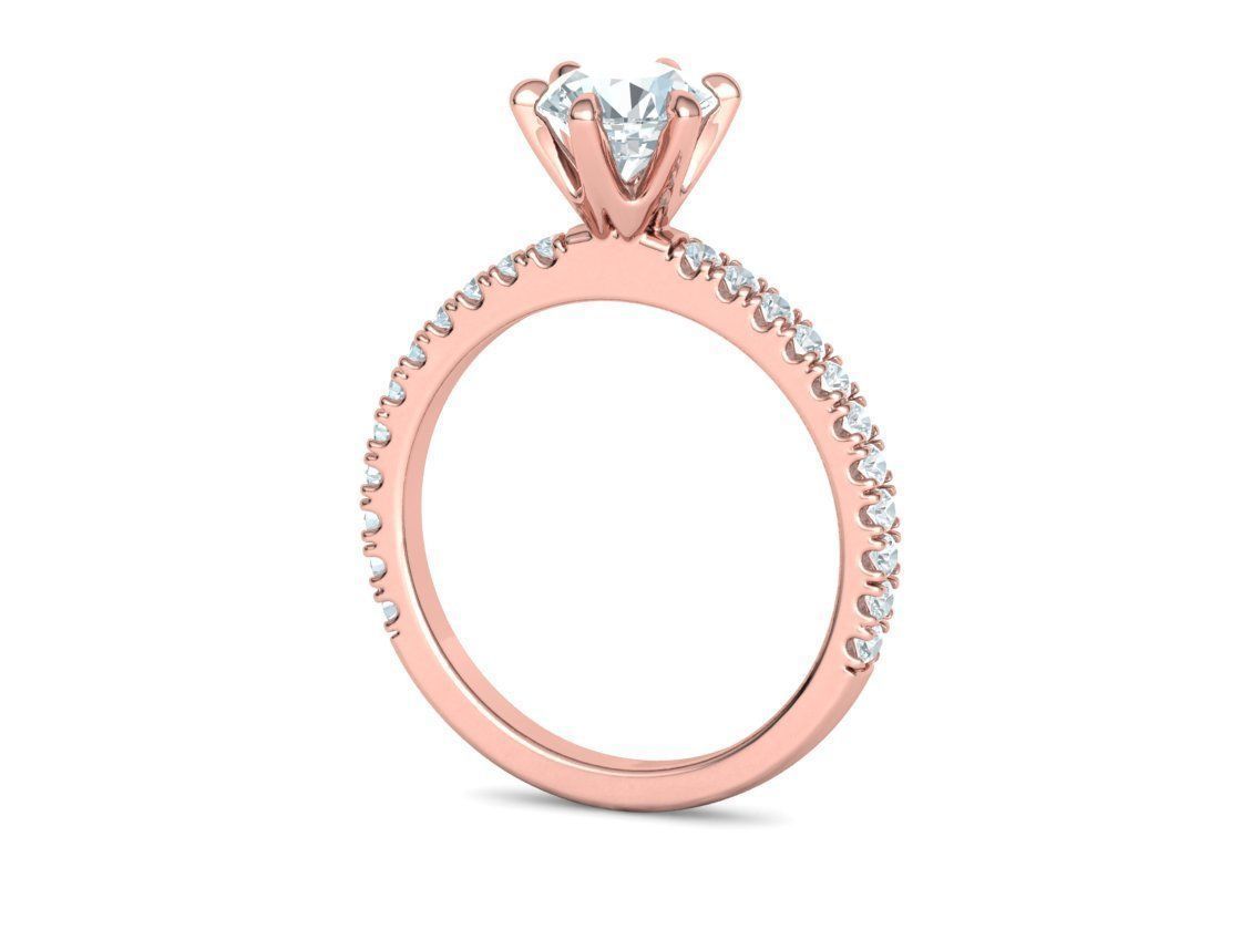 Solitaire Engagement 2 Rings  1ct main stone setting 3D Model Collection_40