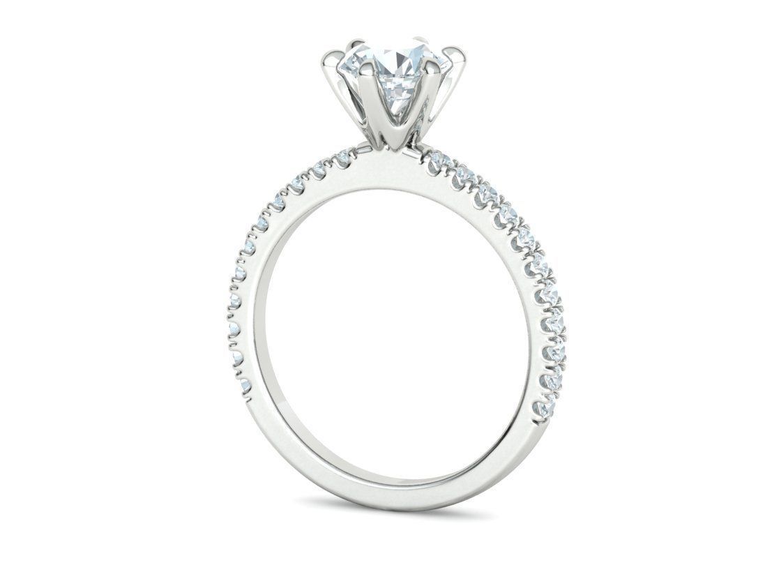 Solitaire Engagement 2 Rings  1ct main stone setting 3D Model Collection_42