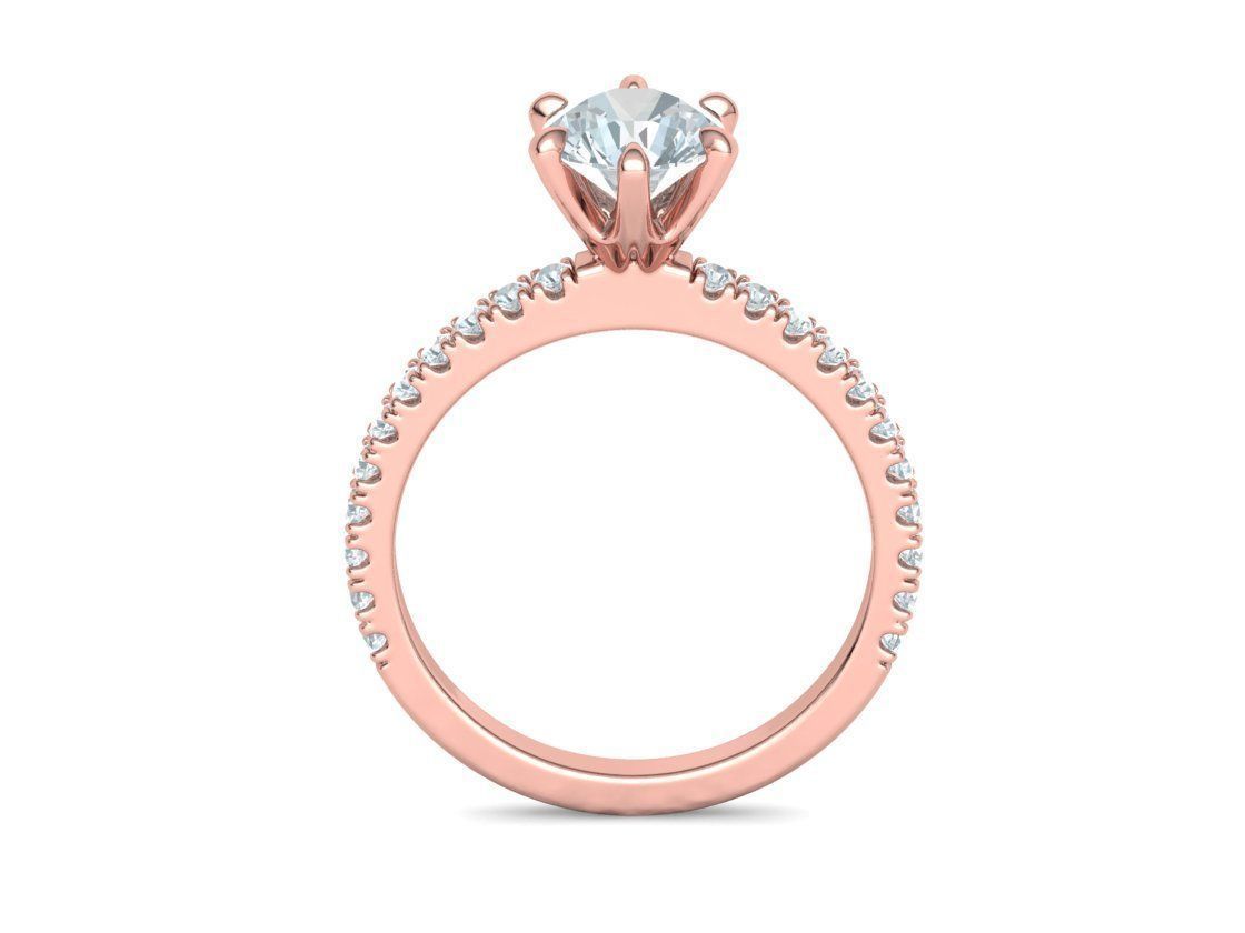 Solitaire Engagement 2 Rings  1ct main stone setting 3D Model Collection_46