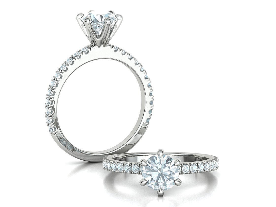 Solitaire Engagement 2 Rings  1ct main stone setting 3D Model Collection_36