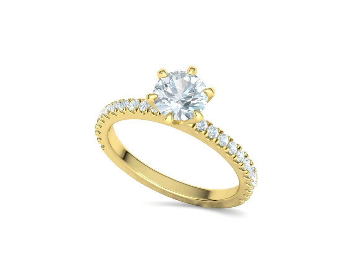 Solitaire Engagement 2 Rings  1ct main stone setting 3D Model Collection_50