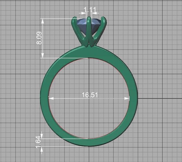 Solitaire Engagement 2 Rings  1ct main stone setting 3D Model Collection_7