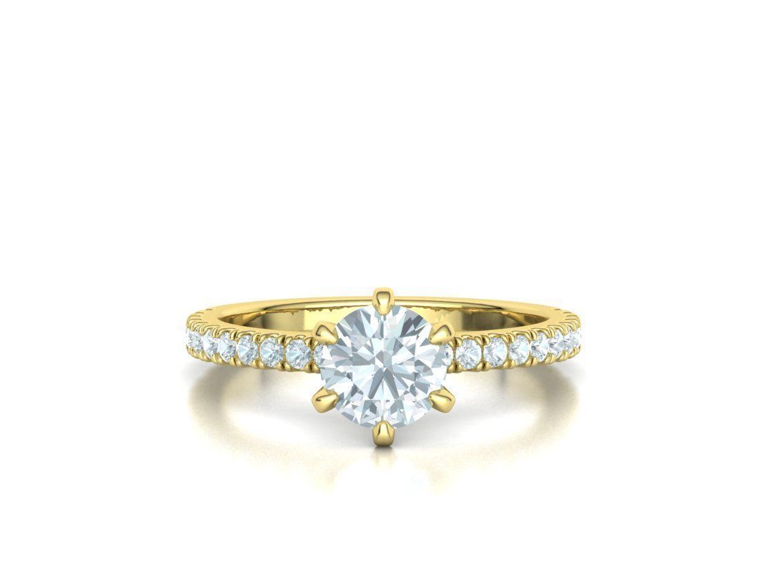 Solitaire Engagement 2 Rings  1ct main stone setting 3D Model Collection_38