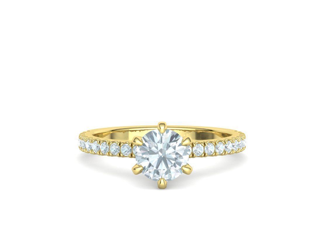 Solitaire Engagement 2 Rings  1ct main stone setting 3D Model Collection_44