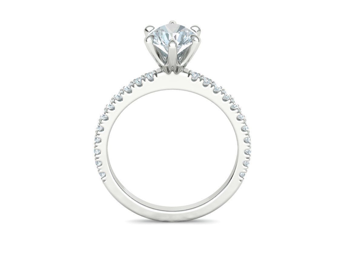 Solitaire Engagement 2 Rings  1ct main stone setting 3D Model Collection_48