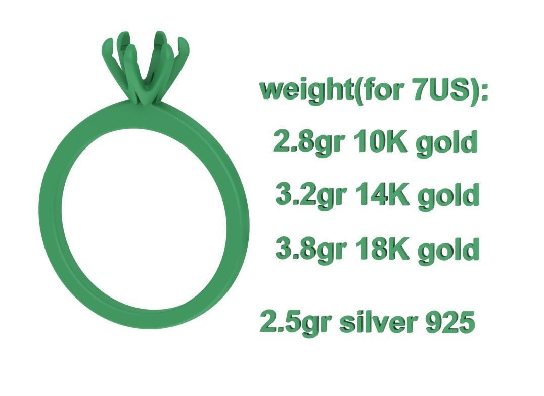 Solitaire Engagement 2 Rings  1ct main stone setting 3D Model Collection_9